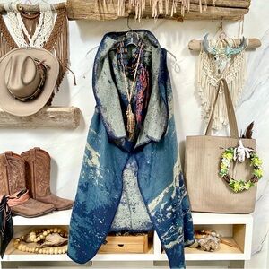 Reversible fleece boho duster asymmetrical vest w southwestern vibe